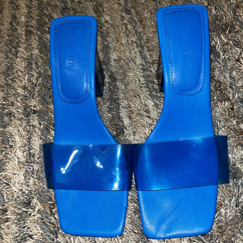 Forever 21 Vibrant Blue Slide Sandals